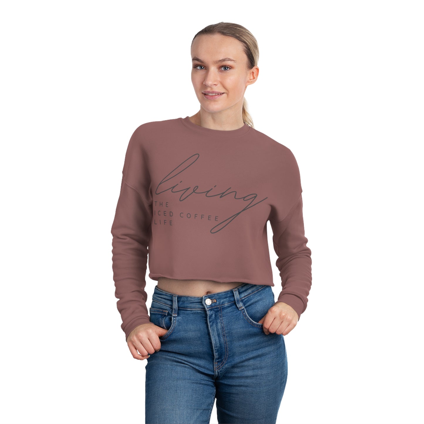 Living The Iced Coffee Life Cropped Sweater