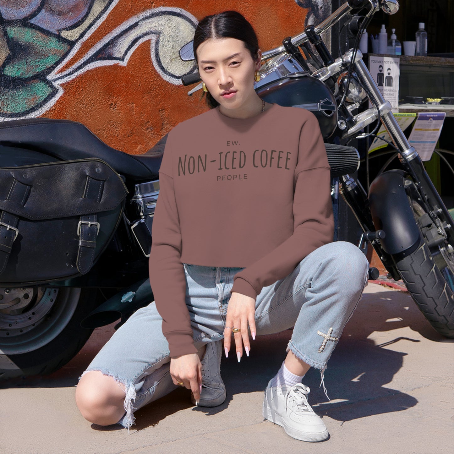 Ew Non-Iced Coffee People Cropped Sweater